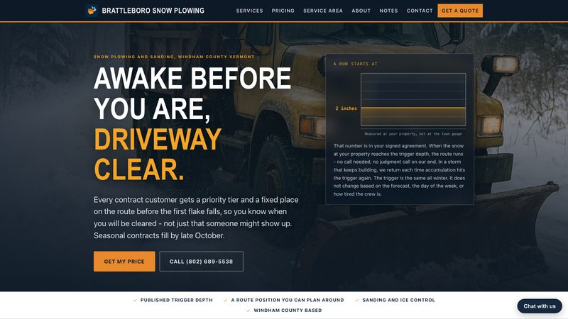 Brattleboro Snow Plowing homepage