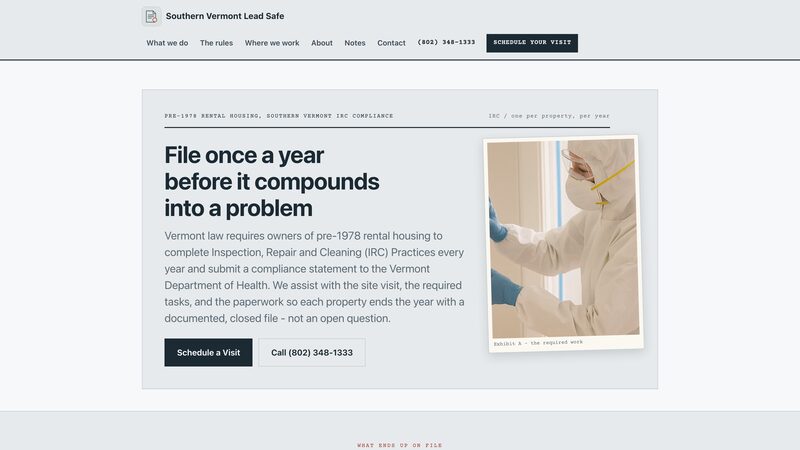 Southern Vermont Lead Safe homepage