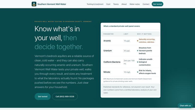 Southern Vermont Well Water homepage