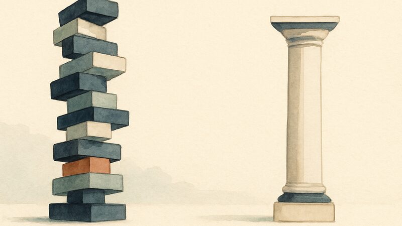 Custom-coded vs WordPress - conceptual comparison illustration - Brattleboro Local