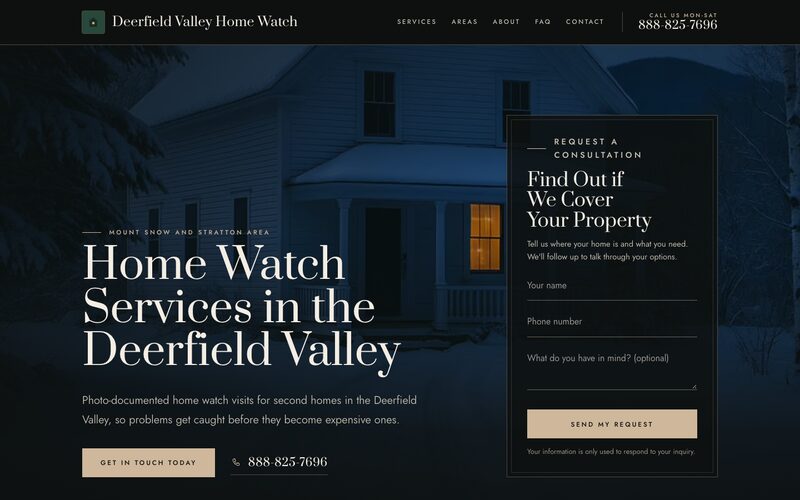 The Deerfield Valley Home Watch website home page