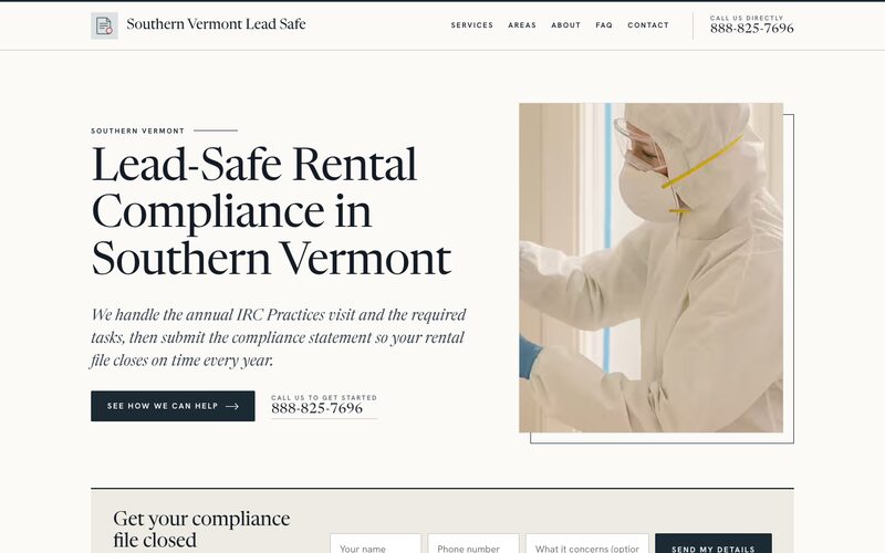 The Southern Vermont Lead Safe website home page