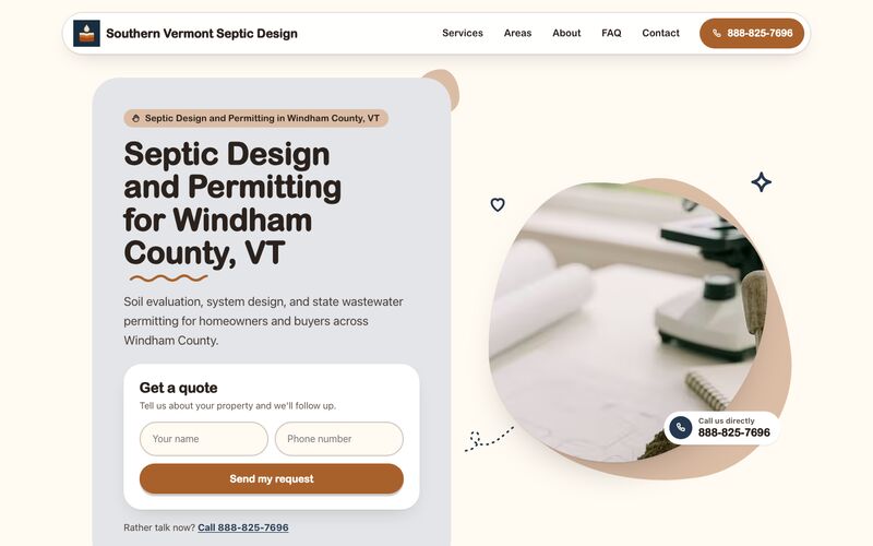 The Southern Vermont Septic Design website home page