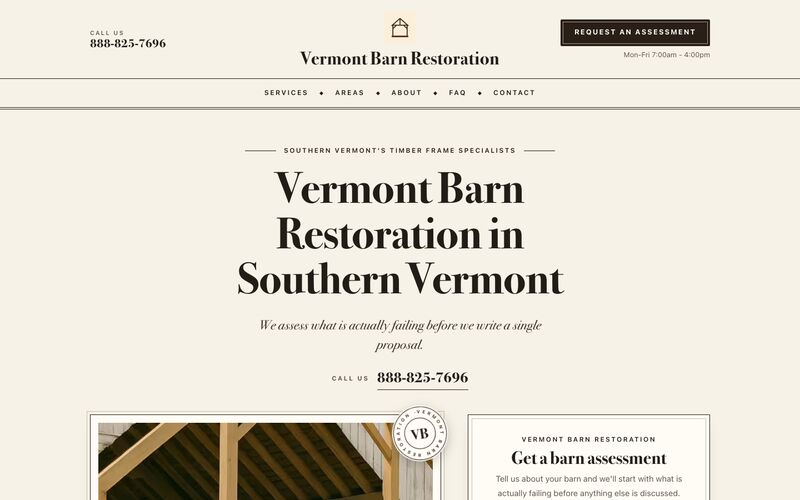 The Vermont Barn Restoration website home page
