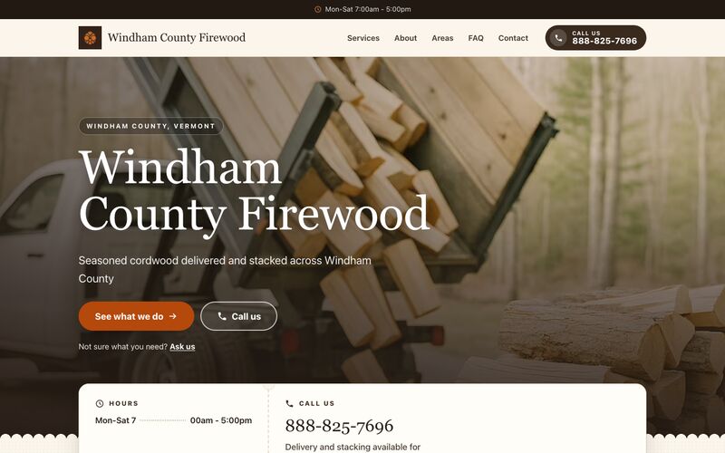The Windham County Firewood website home page