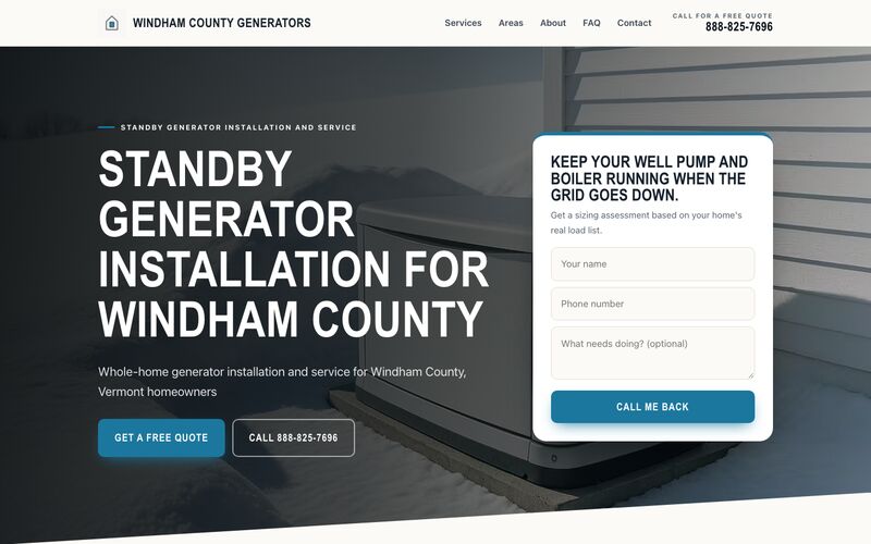 The Windham County Generators website home page